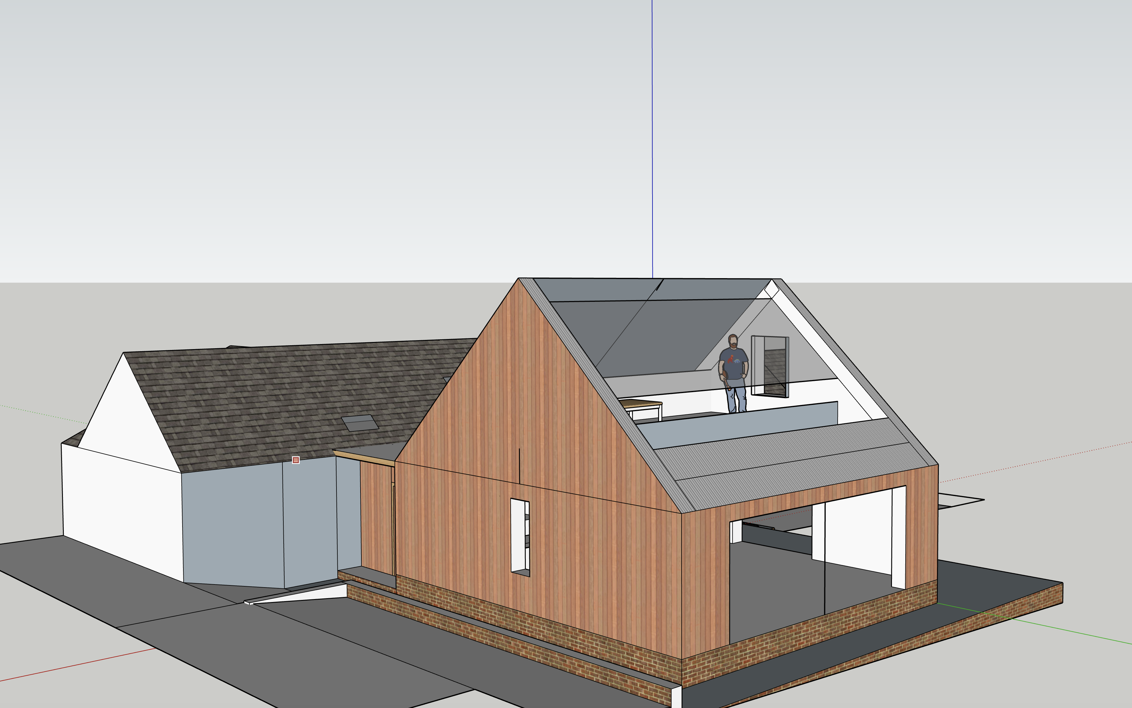 North view, roof cutaway
