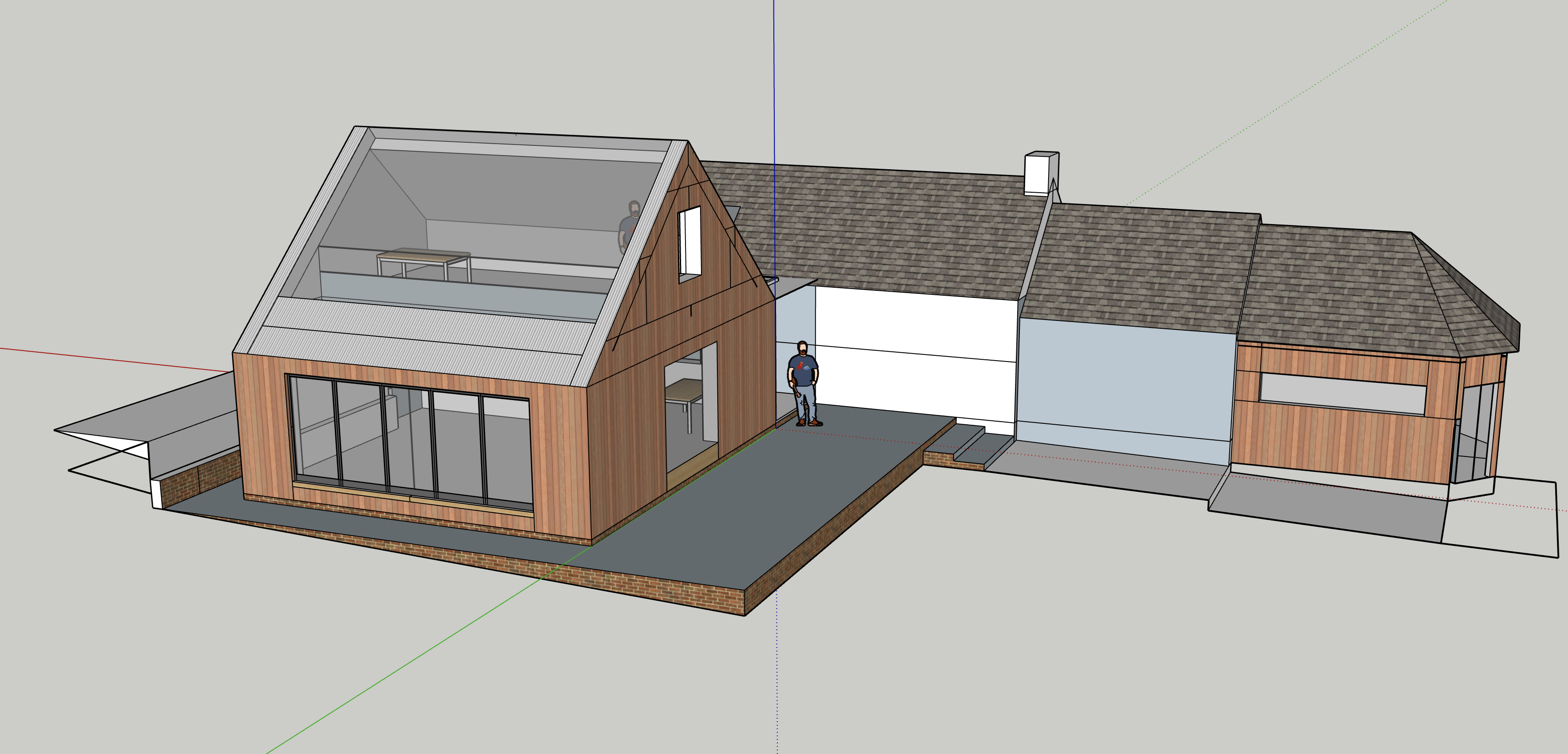 NW view with roof cutaway